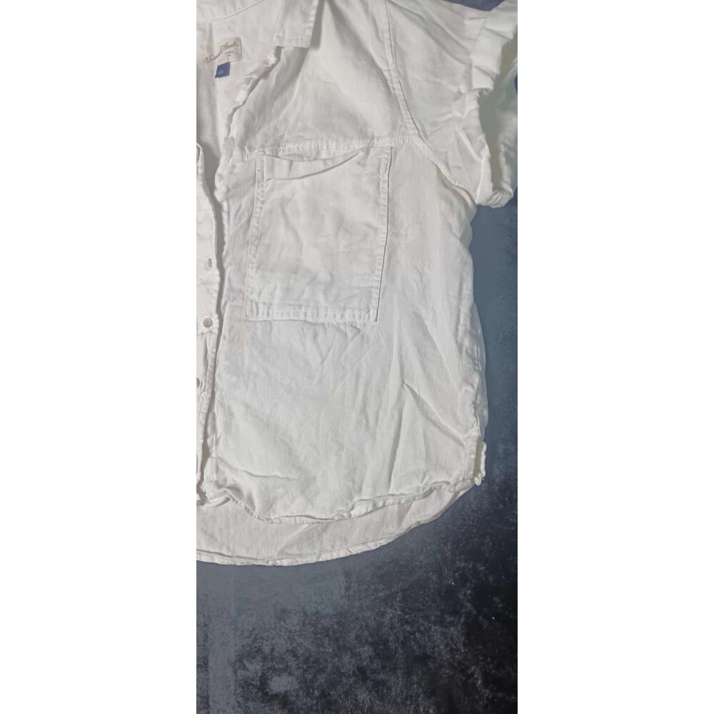 Universal Thread Linen Blend Short Sleeve Button Up Shirt L White Coastal Beach - Picture 5 of 11